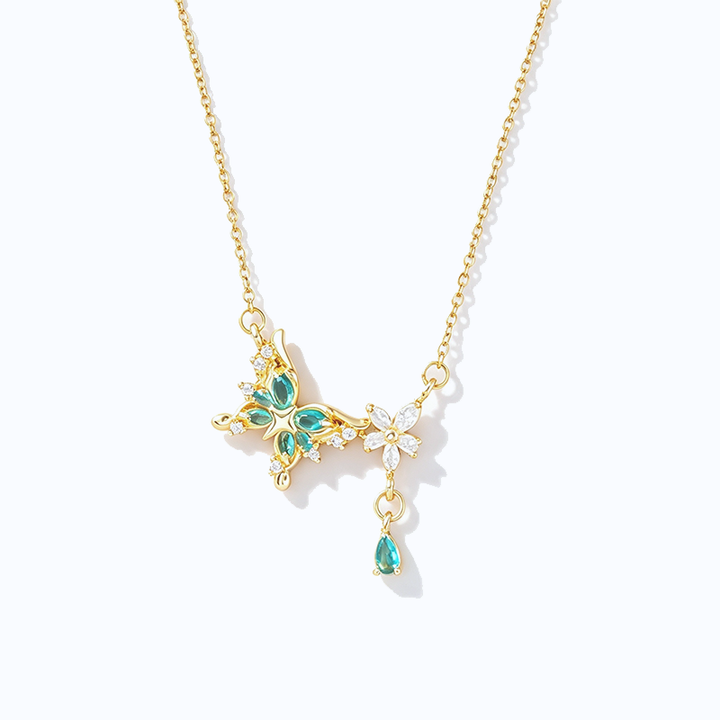 Elegant Ice Blue Butterfly Drop Necklace