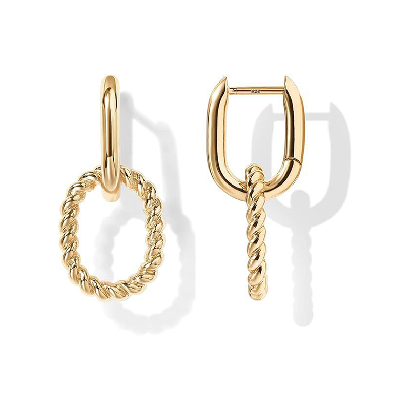Oval Link Dangle Hoop Earrings