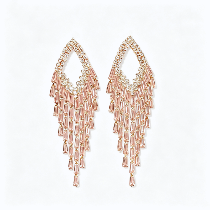 Rhombus Zircon Sparkle Tassel Earrings