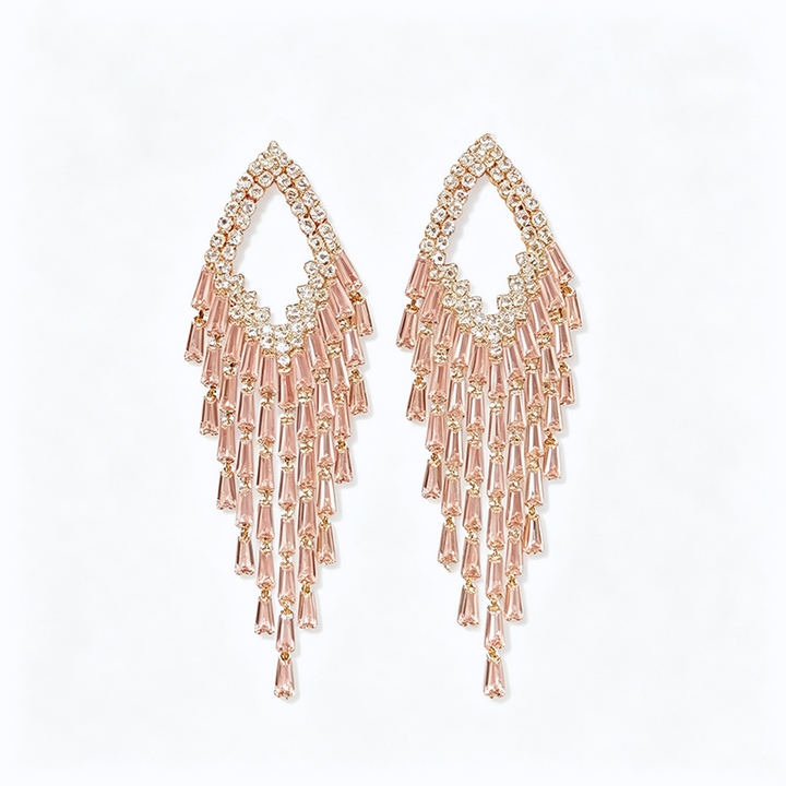 Rhombus Zircon Sparkle Tassel Earrings