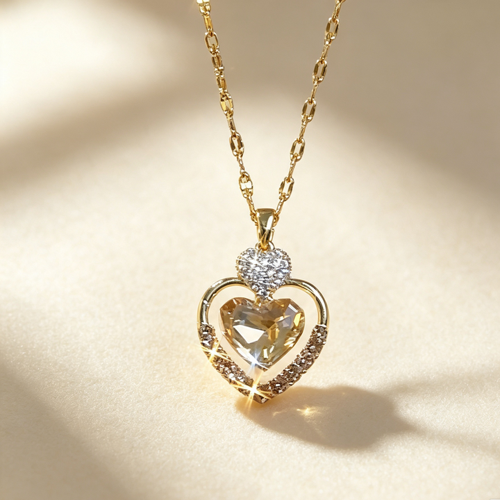 Champagne Heart Cubic Zirconia Necklace