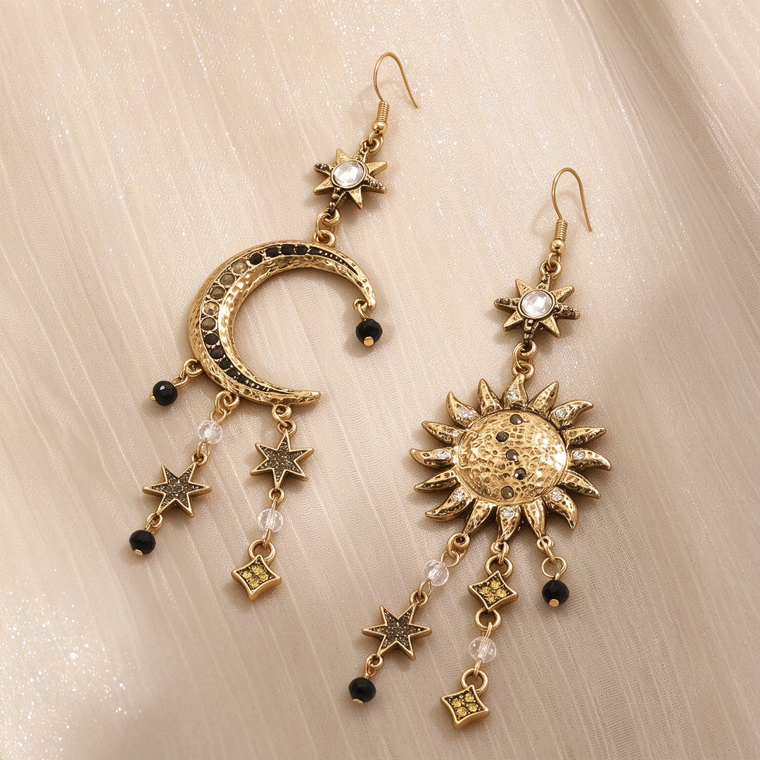 Sun and Moon Celestial Dangle Earrings