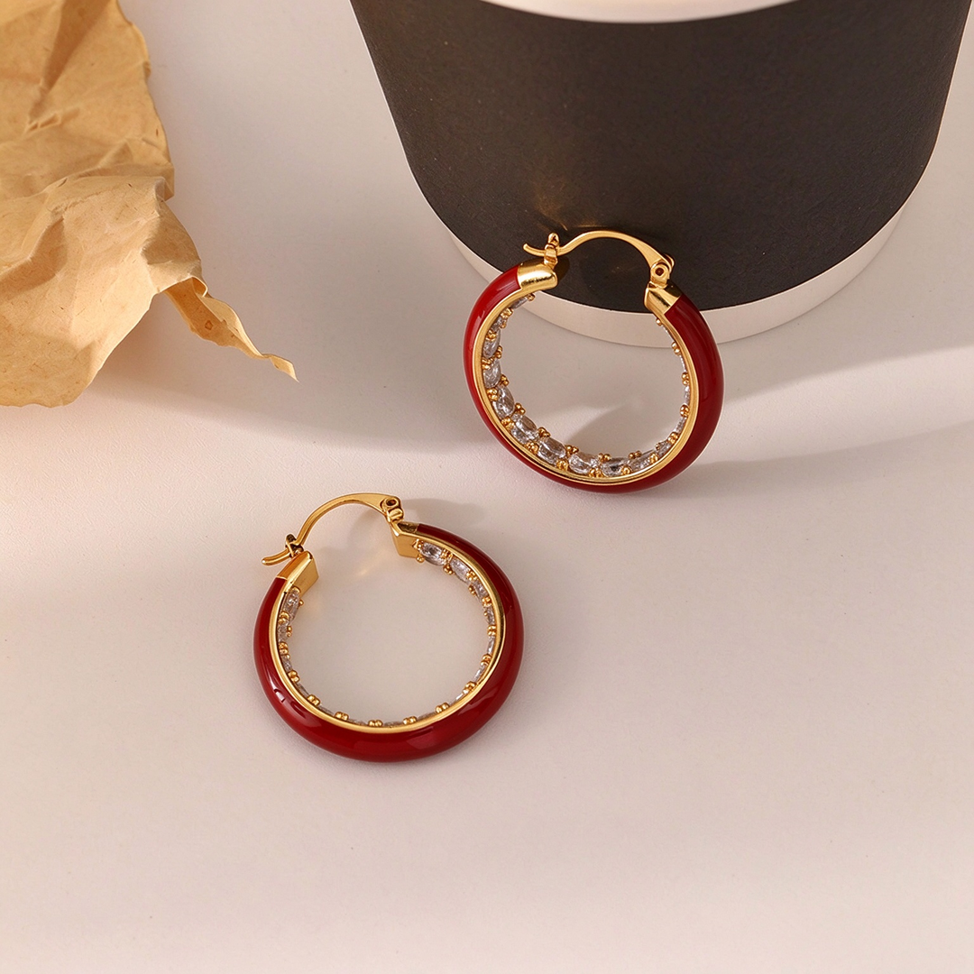 Radiant Enamel Sparkle Hoop Earrings