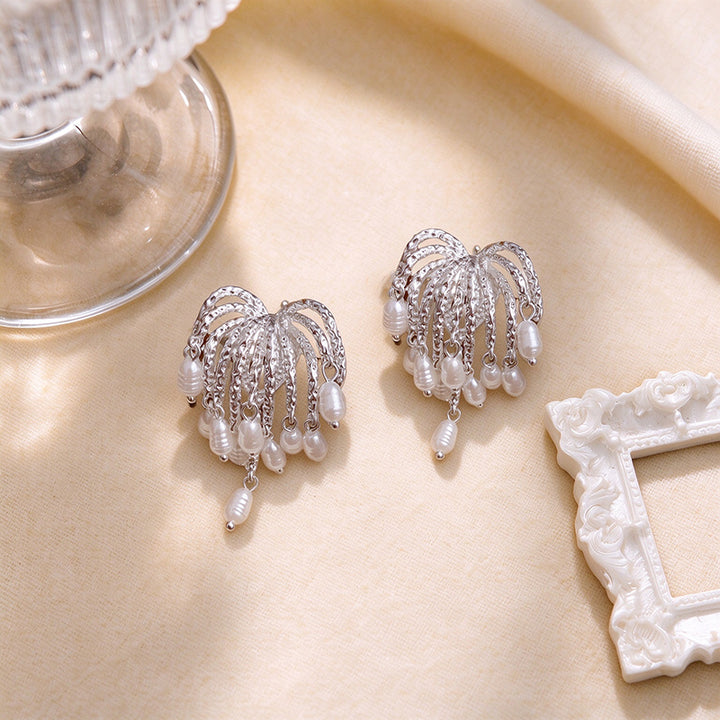 Cascading Pearl Tassel Statement Earrings