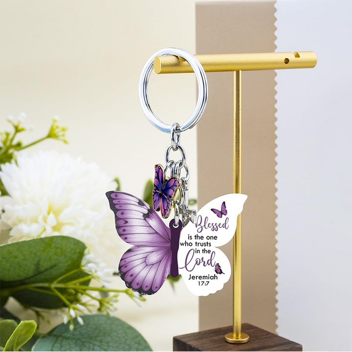 Butterfly Scripture Keychain Faith Charm