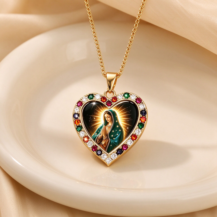 Virgin Mary Heart Pendant Necklace