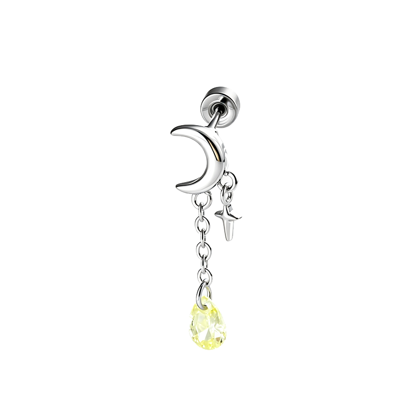 Moon Star Dangle Teardrop Gem Helix Cartilage Piercing Stud