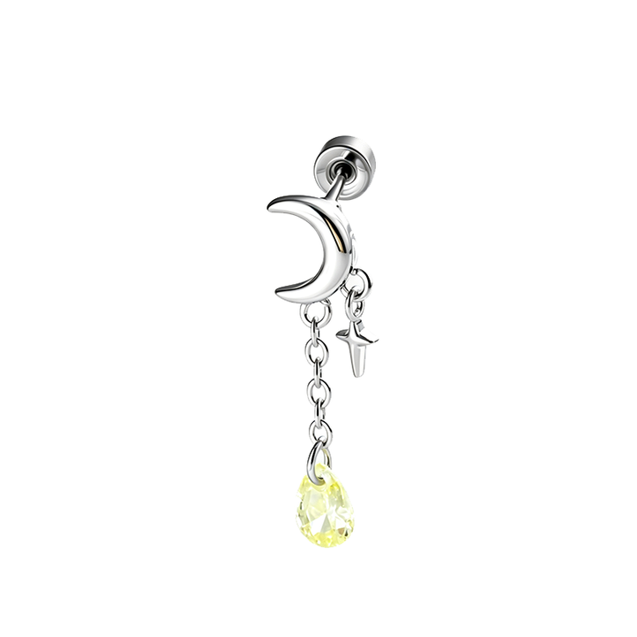 Moon Star Dangle Teardrop Gem Helix Cartilage Piercing Stud