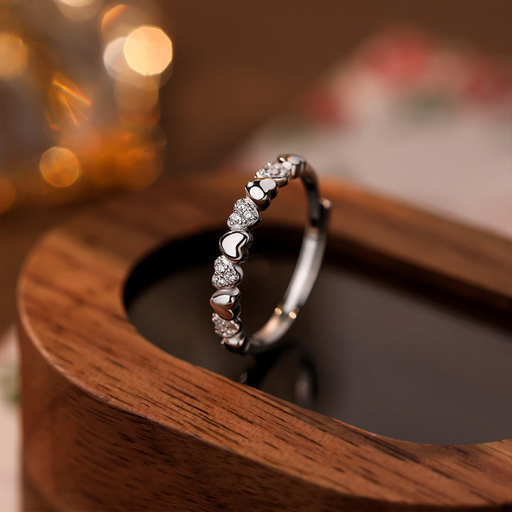 Minimal Heart Shape Zircon Adjustable Ring
