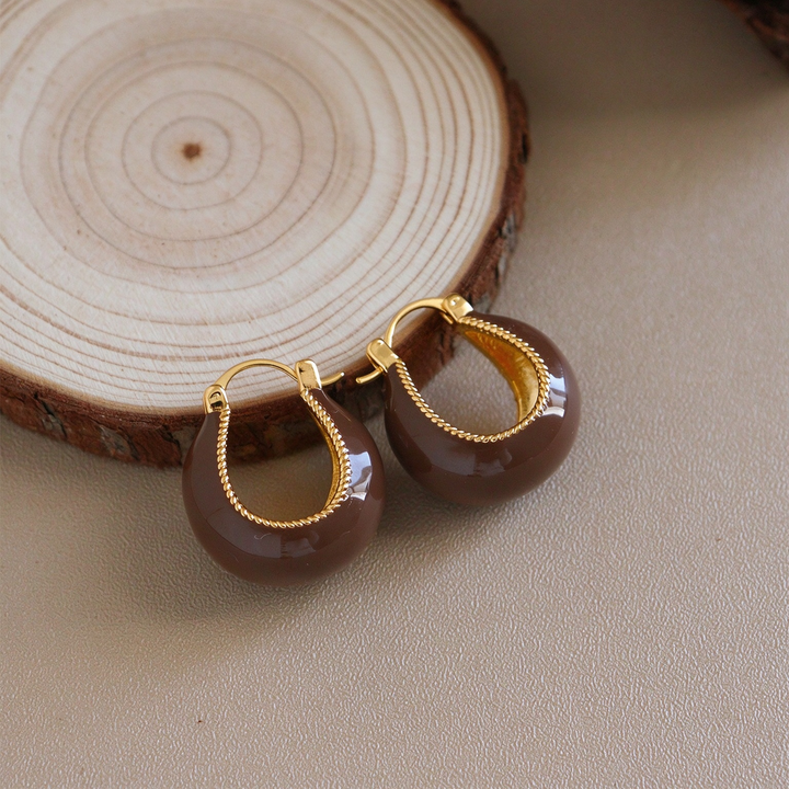 Enamel Teardrop Hoop Earrings