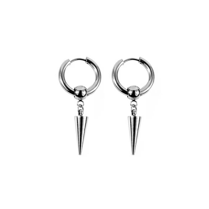 Spike Chain Drop Hoop Earrings