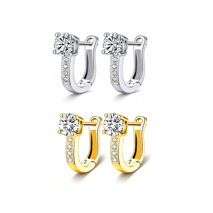 U Shape Sparkle Huggie Hoop Earrings Everyday Outfit