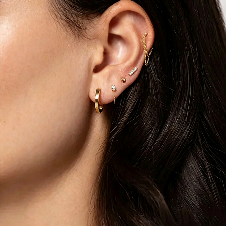 Mini Teardrop C Hoop Studs Everyday Stack