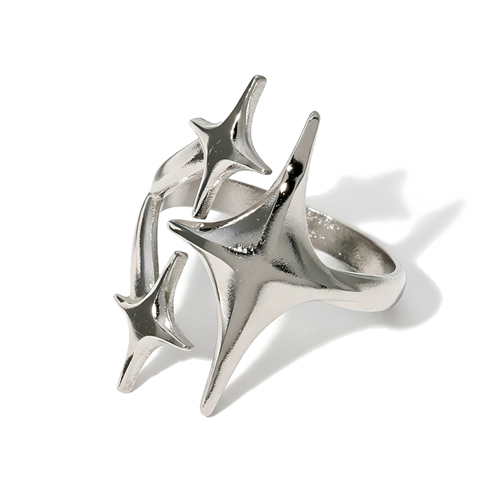 Three Star Open Stack Ring Minimal Daily Wear