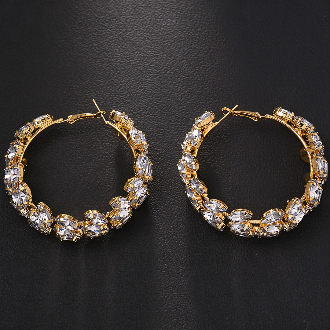 Marquise Cluster Statement Hoop Earrings