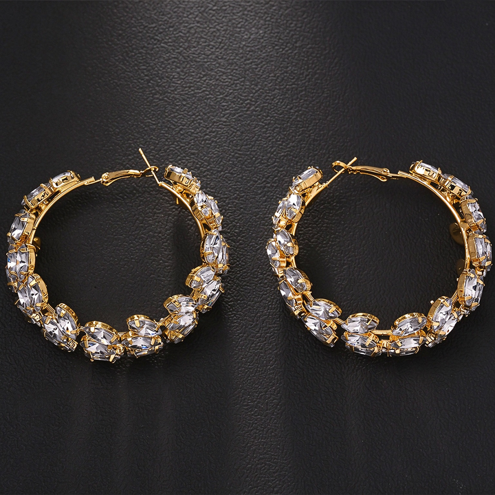 Marquise Cluster Statement Hoop Earrings
