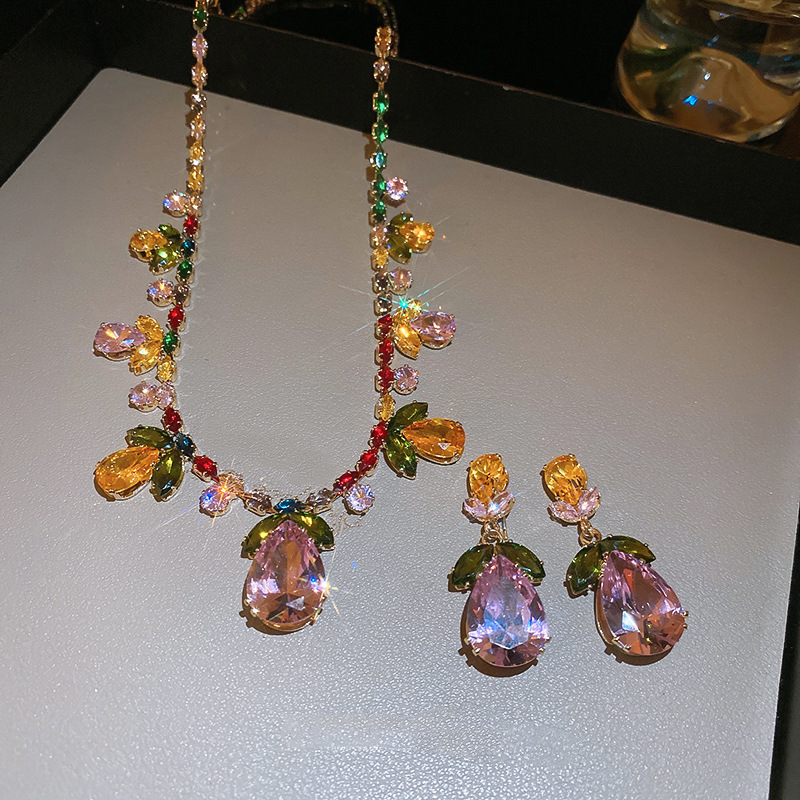 Colorful CZ Floral Leaf Drop Jewelry