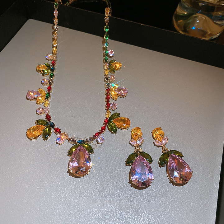 Colorful CZ Floral Leaf Drop Jewelry