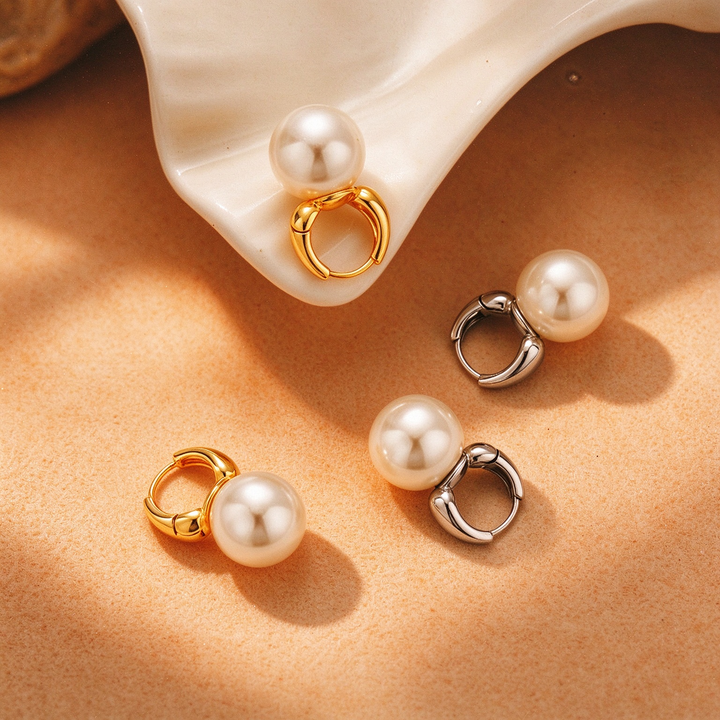Pearl Drop Huggie Earrings for Everyday