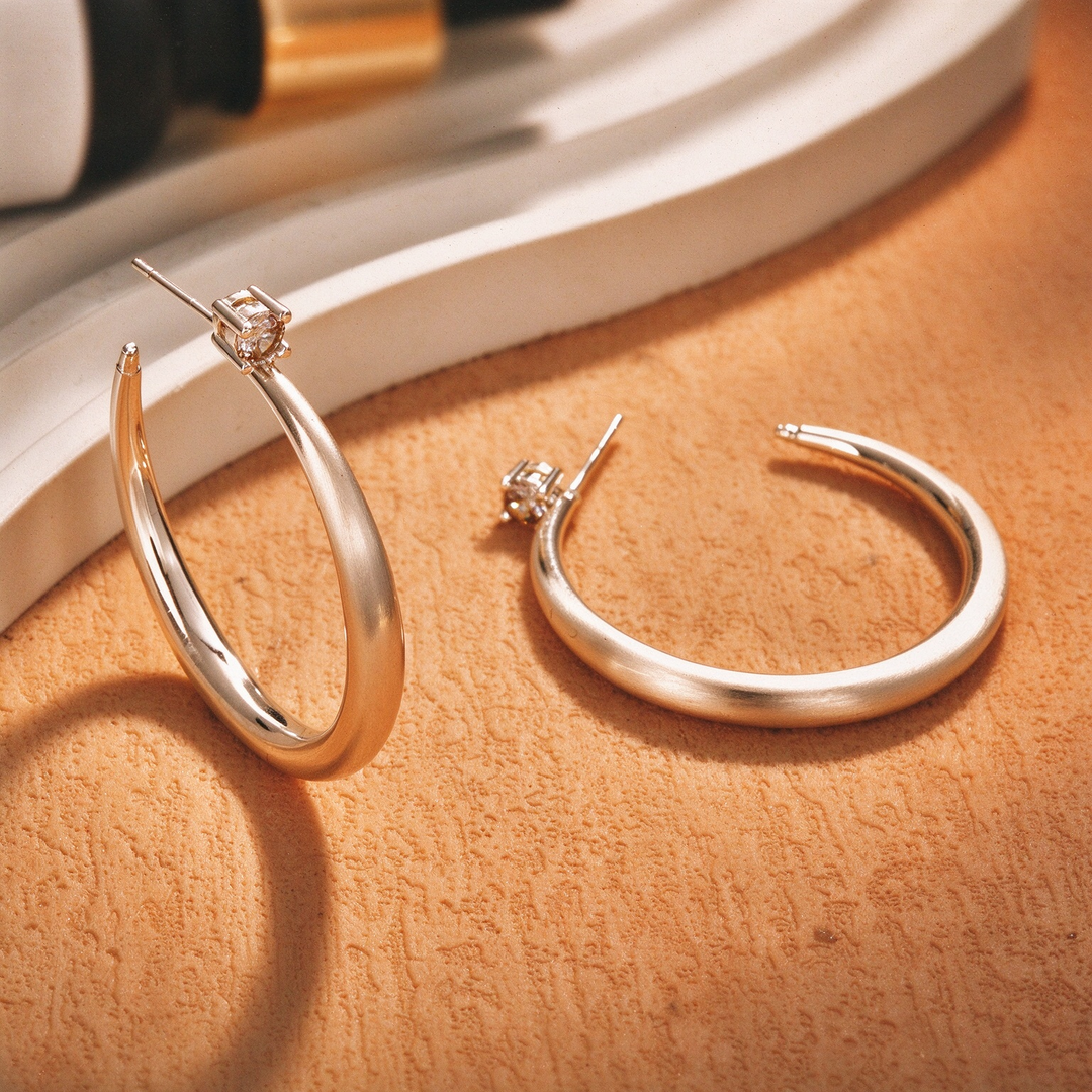 Matte Open C Hoop Earrings Minimalist Daily Wear
