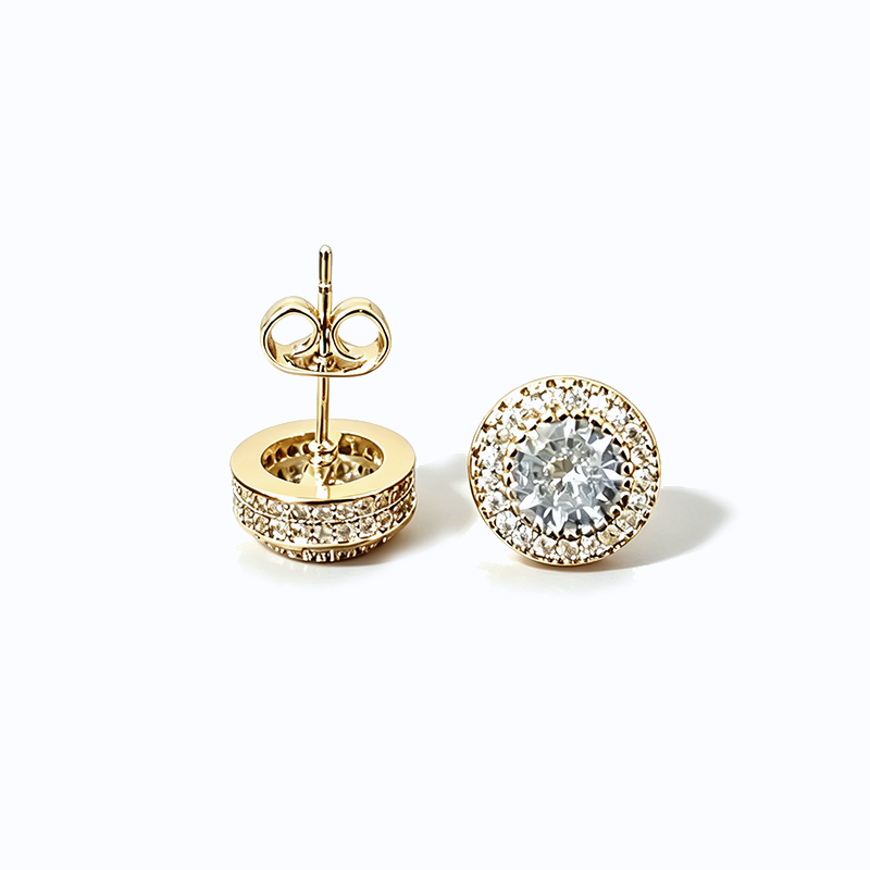 Halo Round Cut Zircon Stud Earrings
