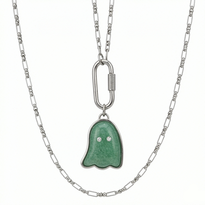 Natural Stone Ghost Pendant Necklace