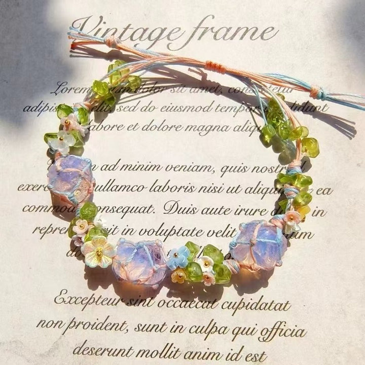 Handwoven Floral Crystal Bracelet