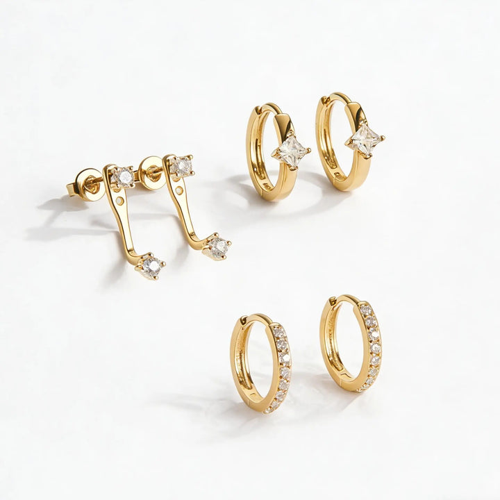 3 Pairs Stackable Huggie Earring Set Daily Ear Jewelry