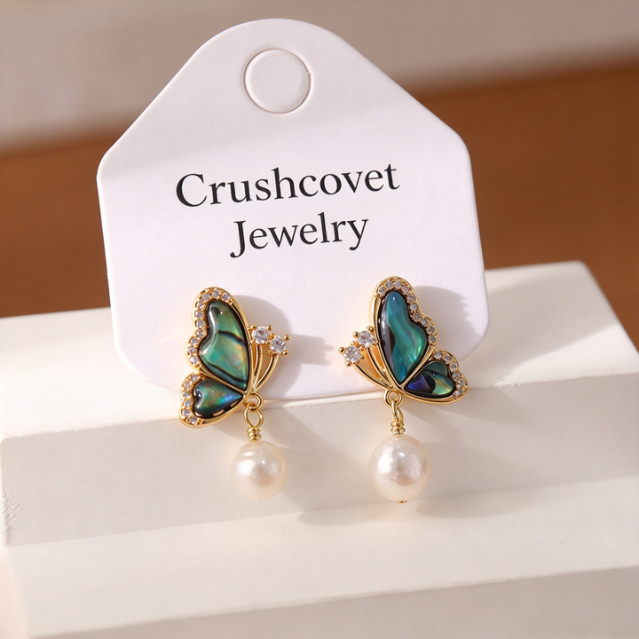 Iridescent Butterfly Pearl Earrings