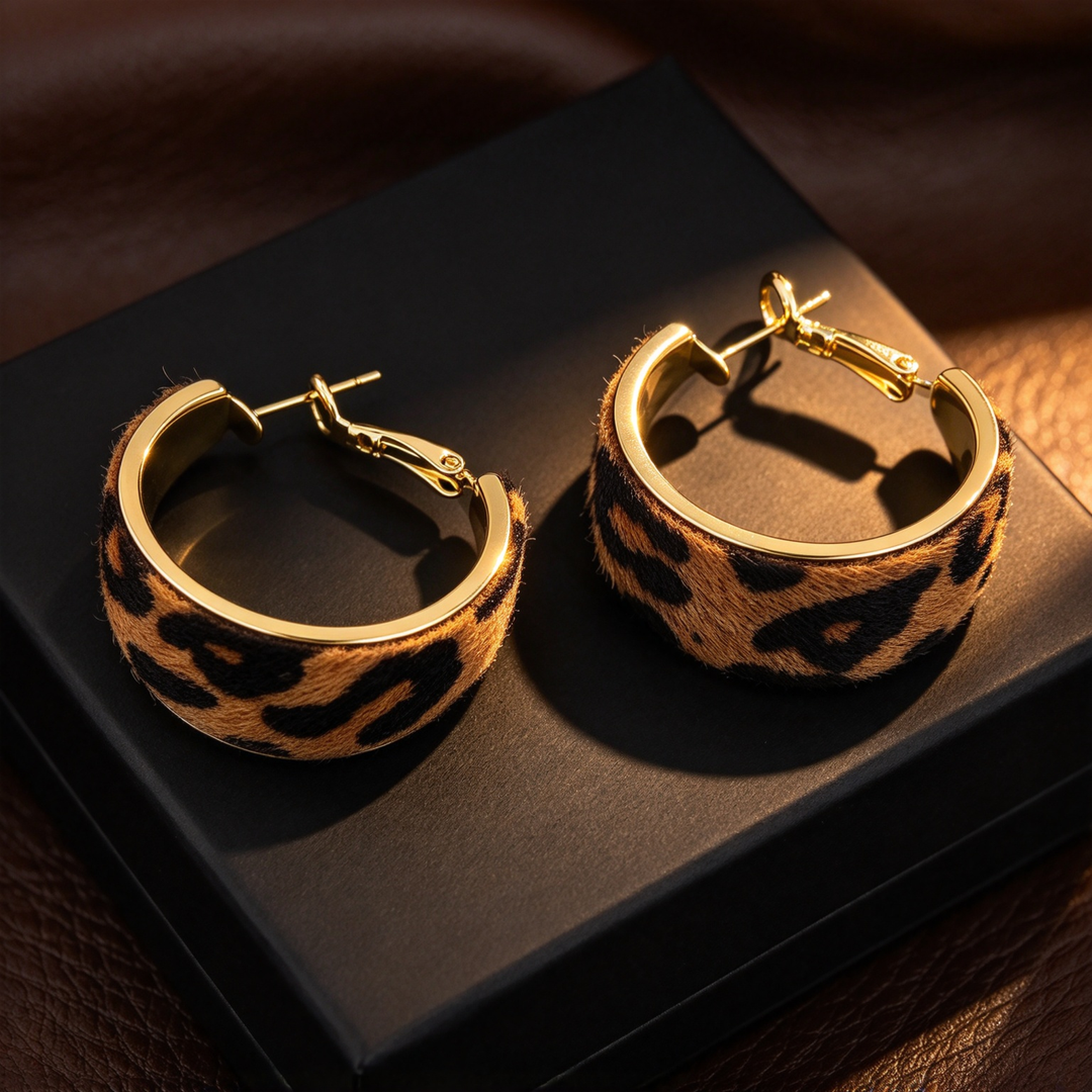 Leopard Print Wide Hoop Earrings