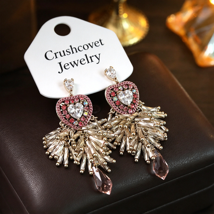 Romantic Heart Tassel Earrings
