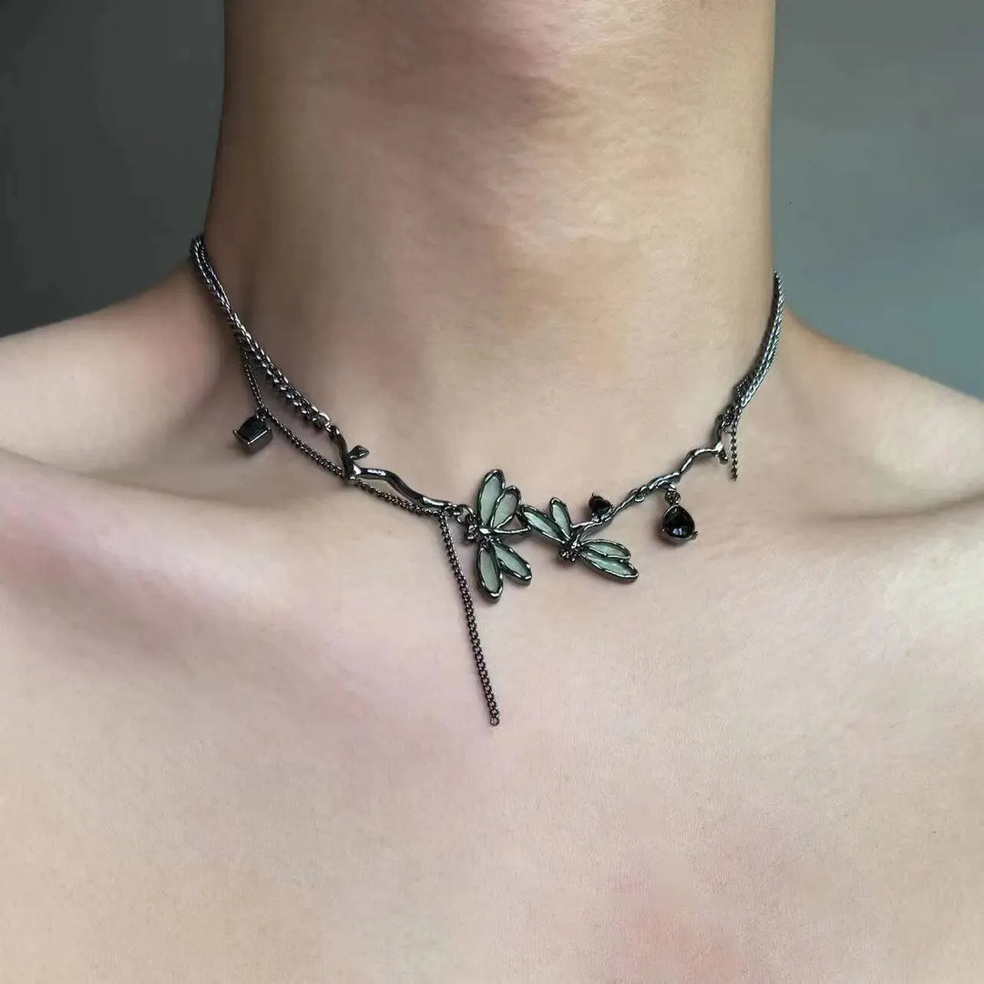 Dragonfly Choker Necklace Festival Style