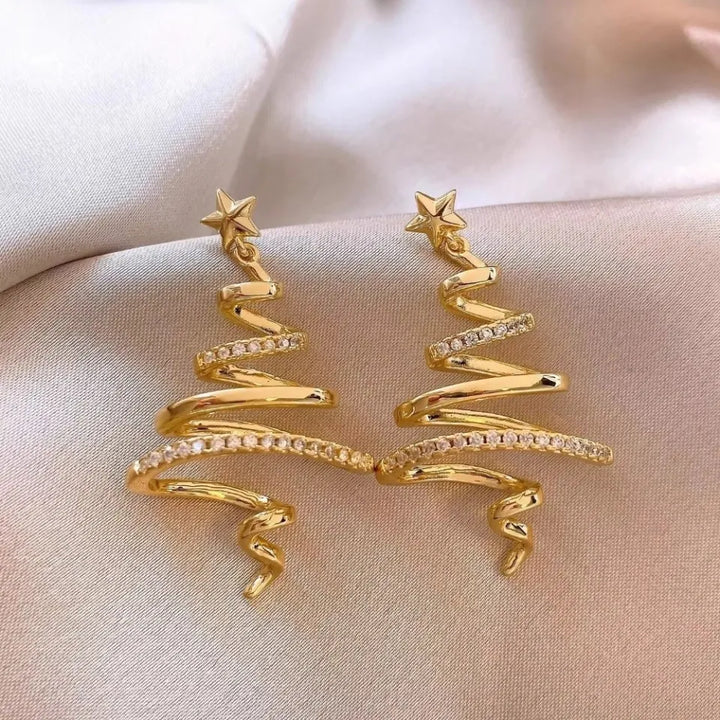 Christmas Tree Spiral Drop Earrings