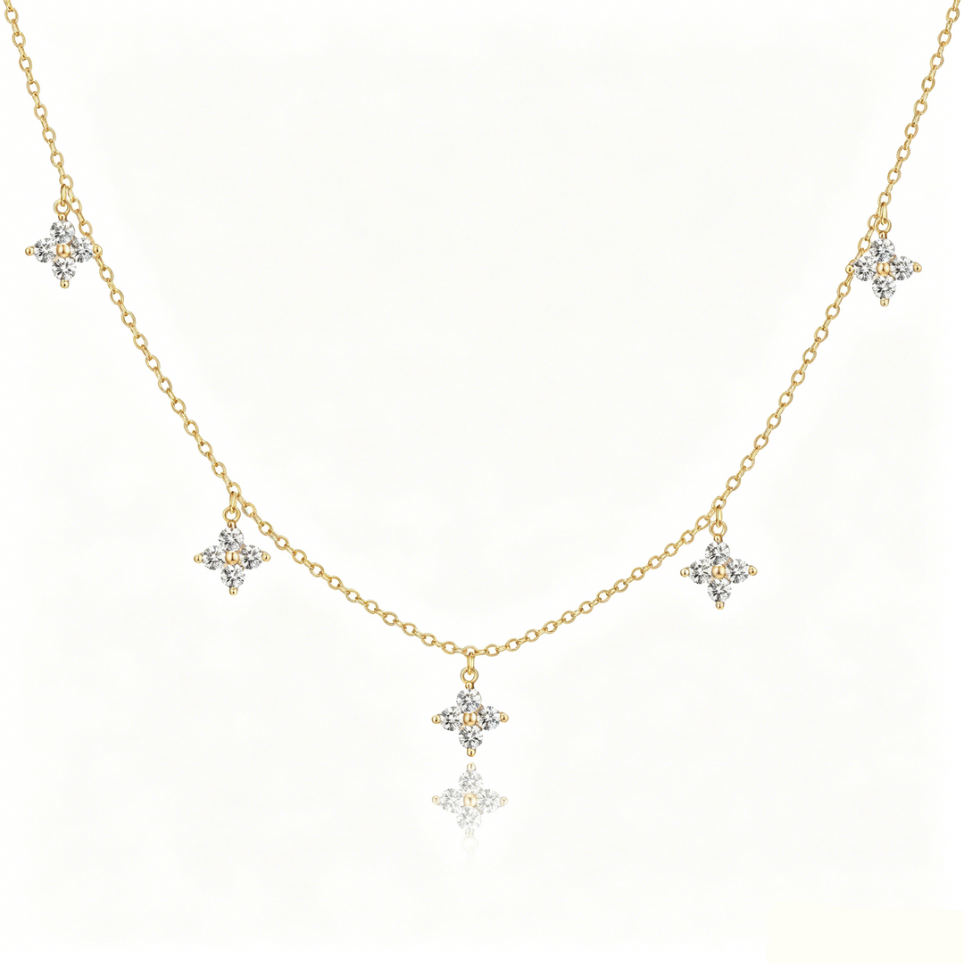 Clover Charm Zircon Choker Necklace for Women