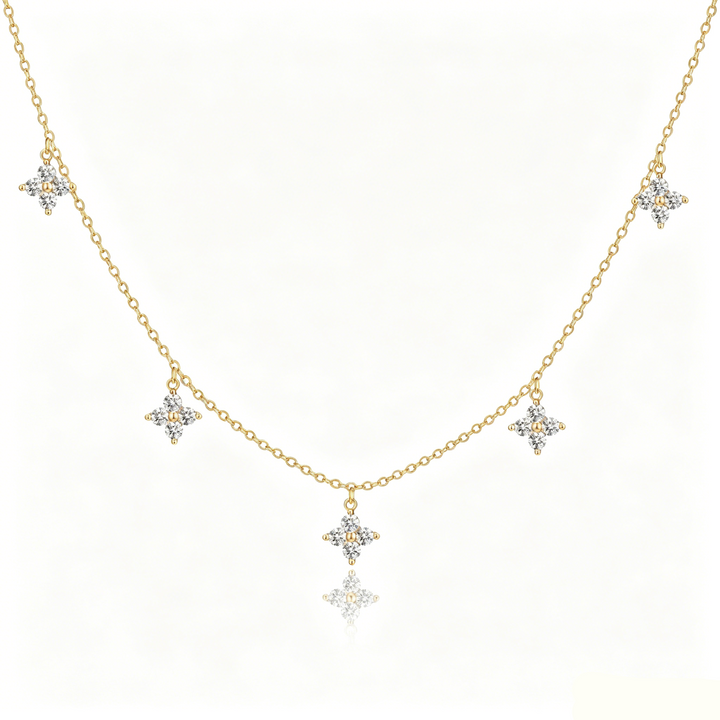 Clover Charm Zircon Choker Necklace for Women