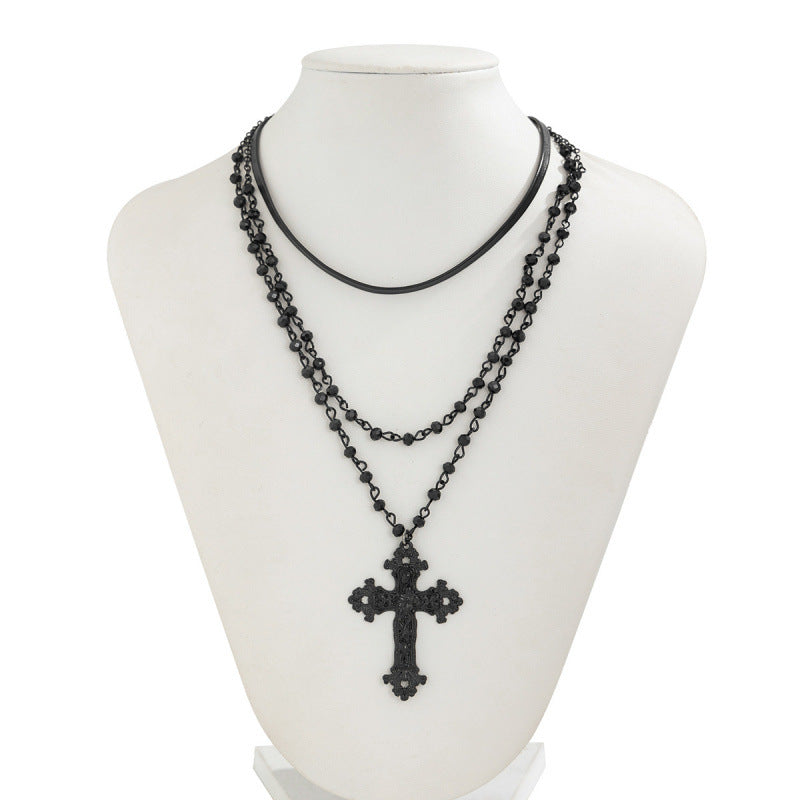 Gothic Cross Layered Necklace Daily Party Outfit