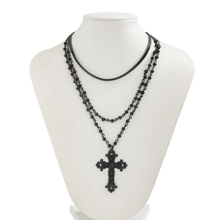 Gothic Cross Layered Necklace Daily Party Outfit