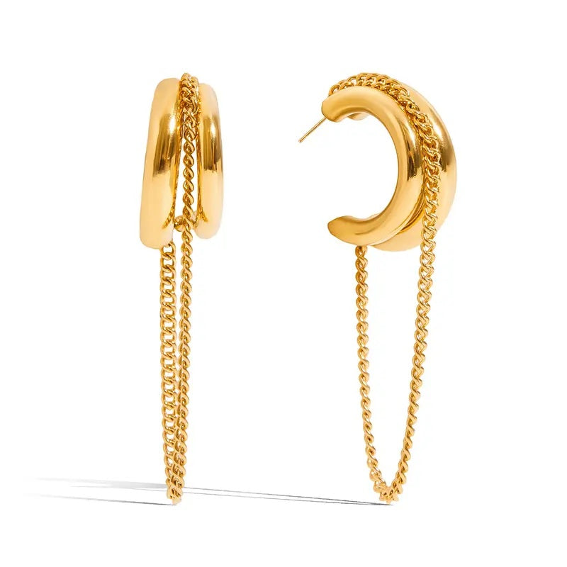 Connected Chain Hoop Earrings