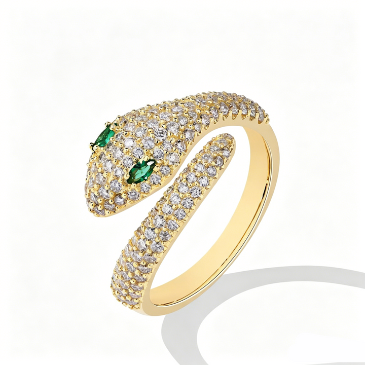 Pave Zircon Snake Adjustable Open Ring