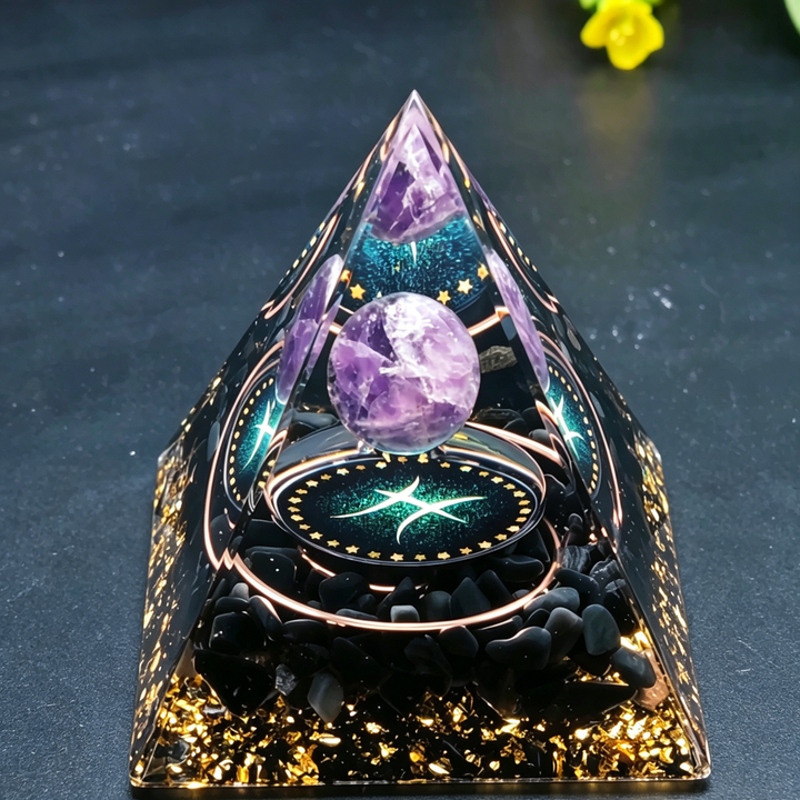 12 Constellation Handmade Stone Pyramid Desk Ornament