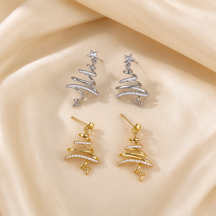 Christmas Tree Spiral Drop Earrings