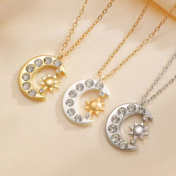 Sun Moon Pendant Necklace Everyday Layering Look