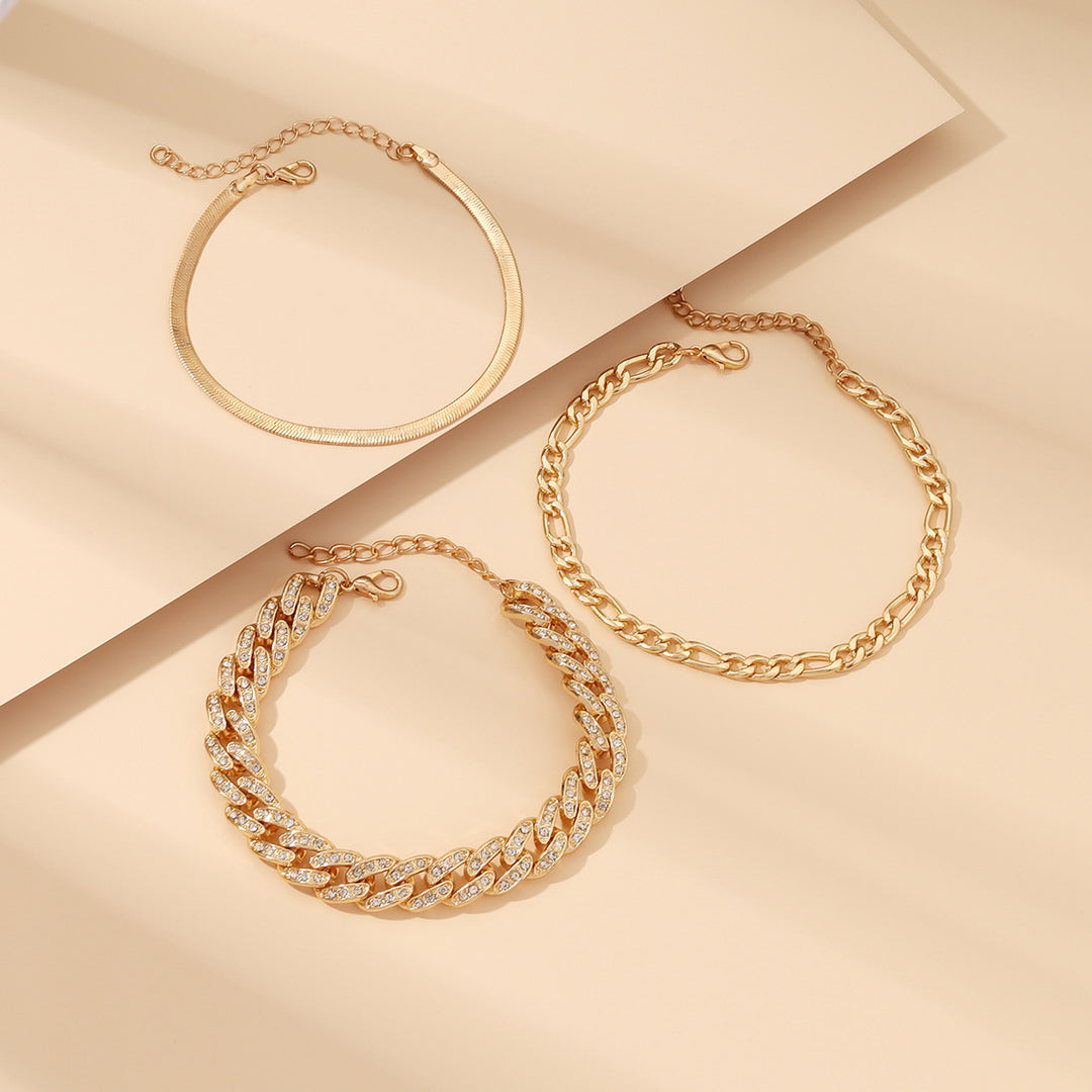 Layered Cuban Chain Anklet Setet