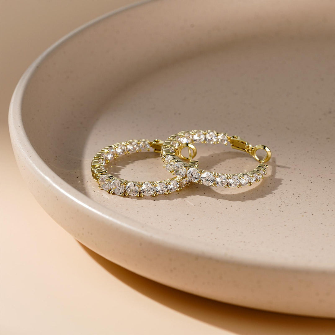 Sparkly Cubic Zirconia Hoop Earrings