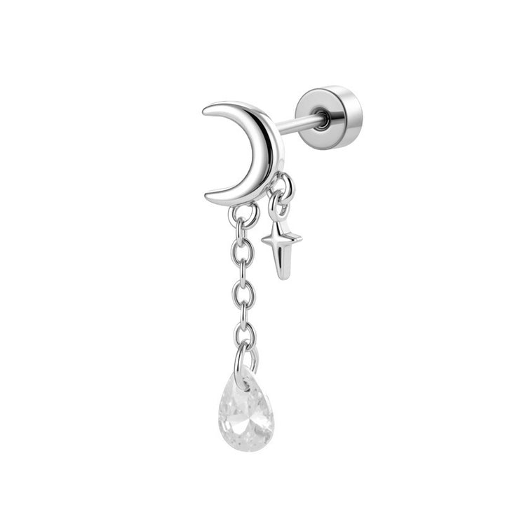 Moon Star Dangle Teardrop Gem Helix Cartilage Piercing Stud