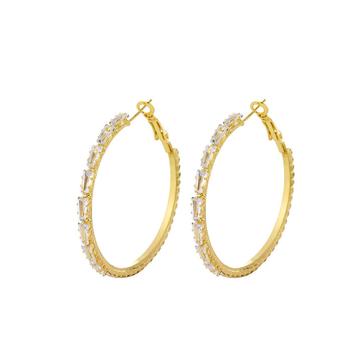 Baguette Zircon Large Hoop Earrings for Women