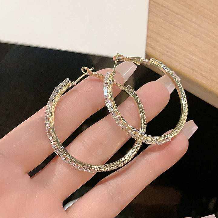 Baguette Zircon Large Hoop Earrings for Women
