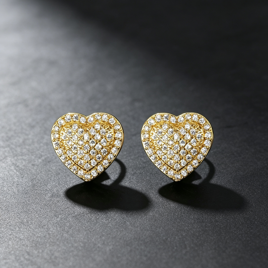 Pave Heart Stud Earrings Date Night Events