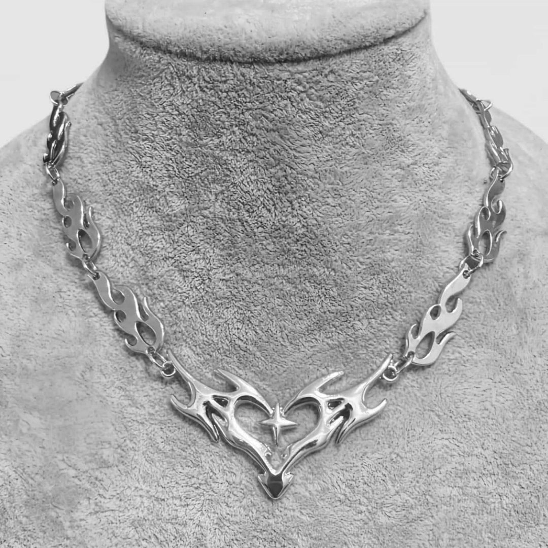 Thorn Heart Flame Statement Necklace