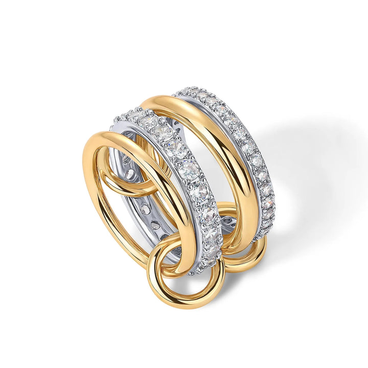 Interlocked Layer Zircon Ring Daily Statement Jewelry
